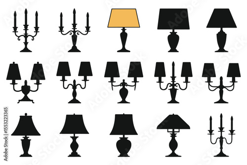 Elegant Lamp and Candelabra Silhouettes A Collection of Classic Lighting Designs