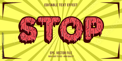 STOP colorful vector typography banner, Editable text effect