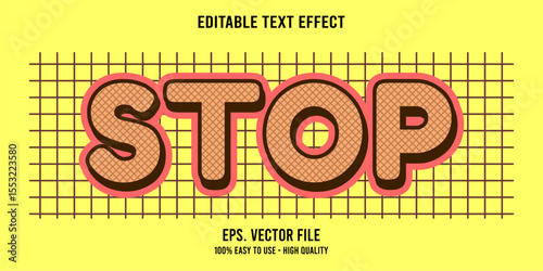 STOP colorful vector typography banner, Editable text effect