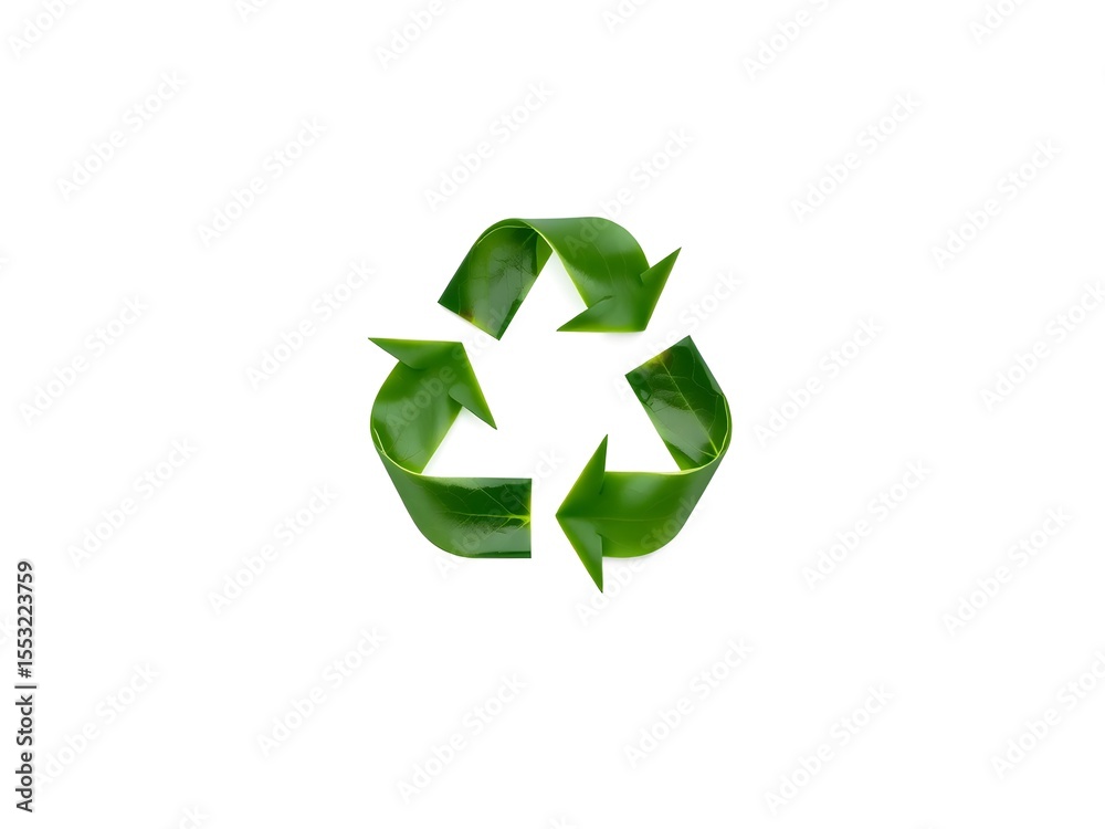 Obraz premium Recycling Leaves Icon on Light Background – Eco-Friendly Concept of Sustainable Production, Eco Plastic, and Green Fuel (AI Generated)