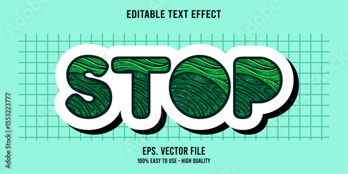 STOP colorful vector typography banner, Editable text effect