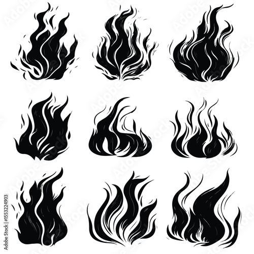 set of fire flames