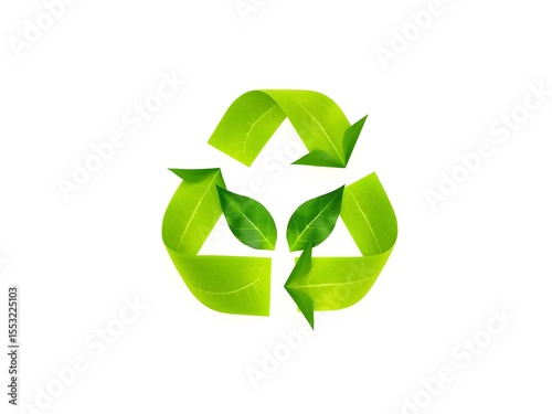 Recycling Leaves Icon on Light Background – Eco-Friendly Concept of Sustainable Production, Eco Plastic, and Green Fuel (AI Generated)