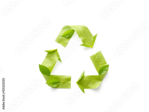 Recycling Leaves Icon on Light Background – Eco-Friendly Concept of Sustainable Production, Eco Plastic, and Green Fuel (AI Generated)
