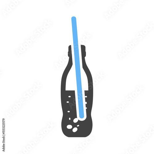 Soda bottle with a straw