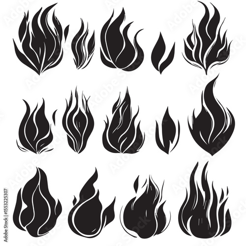 set of fire flames