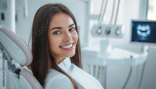 Stunning Young Lady Having Dental Check-Up In A Dental Clinic: A Portrait Of A Happy Woman Sitting In The Dentist'S Chair
