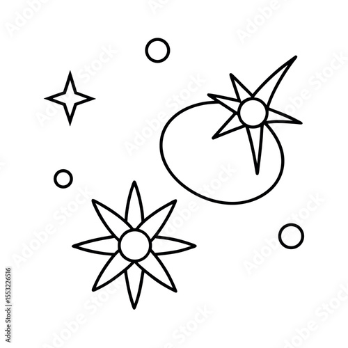 cosmic star outline space icon set