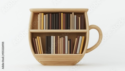 Wooden Bookshelf Shaped Like A Cup Of Coffee: Exploring The Science Of Human Psychology, Knowledge, And Relaxation Through Training.