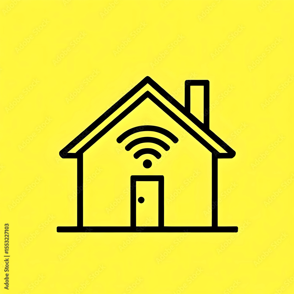 Fototapeta premium Vector Icon of a House with Wi-Fi Signal in the Center, Simple and Modern Design For Smart Home Interface 