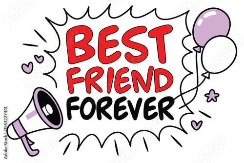 Best friends forever text in a fun comic book style font