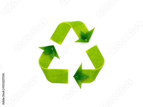 Recycling Leaves Icon on Light Background – Eco-Friendly Concept of Sustainable Production, Eco Plastic, and Green Fuel (AI Generated)