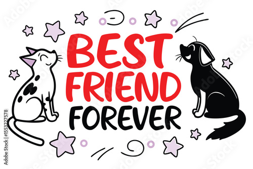 Cute cartoon font best friend forever friendship quote design