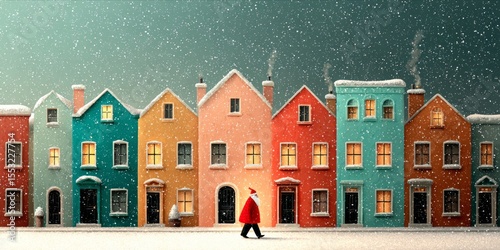 Santa's Stroll: A Whimsical Christmas Village in a Winter Wonderland