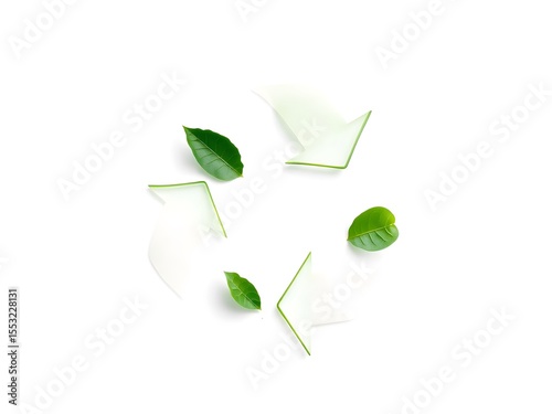 Recycling Leaves Icon on Light Background – Eco-Friendly Concept of Sustainable Production, Eco Plastic, and Green Fuel (AI Generated)