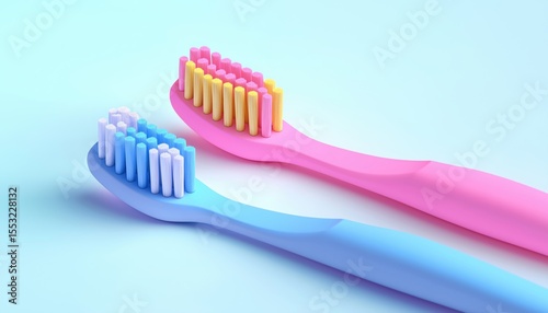 Detailed View Of Two Full Toothbrushes 
A Close-Up Look At A Pair Of Intact Toothbrushes Showing Bristles And Handle In Clear Focus