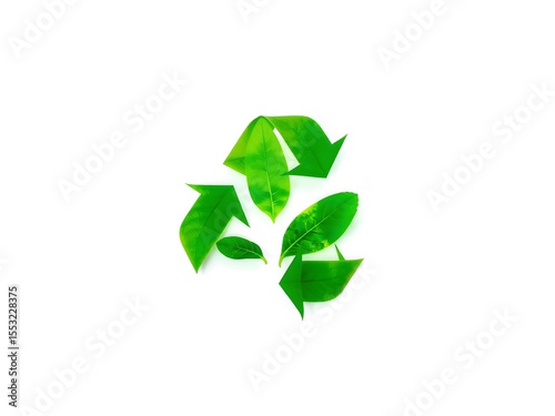 Recycling Leaves Icon on Light Background – Eco-Friendly Concept of Sustainable Production, Eco Plastic, and Green Fuel (AI Generated)