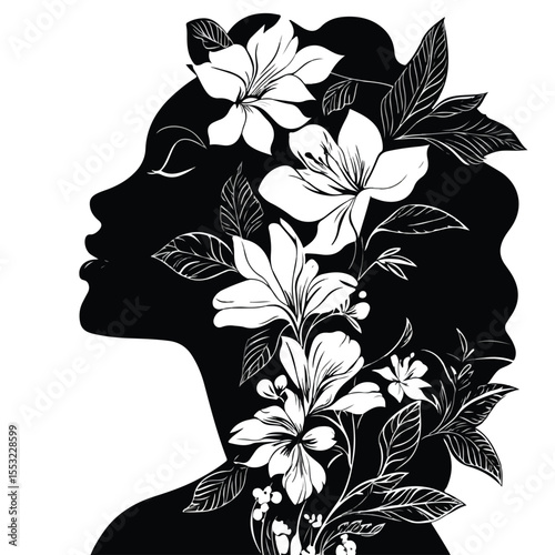 black and white floral elements