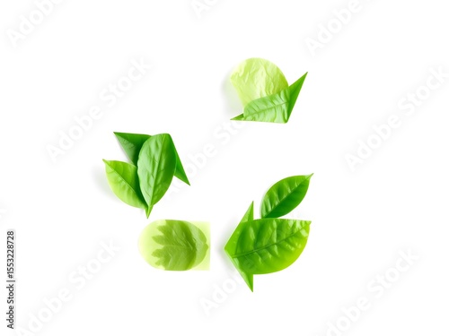 Recycling Leaves Icon on Light Background – Eco-Friendly Concept of Sustainable Production, Eco Plastic, and Green Fuel (AI Generated)
