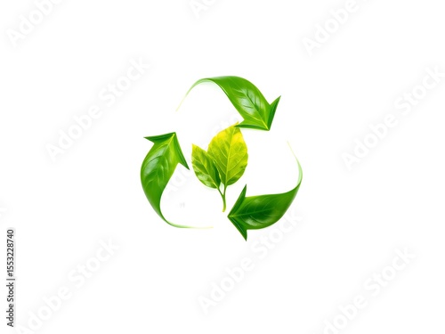 Recycling Leaves Icon on Light Background – Eco-Friendly Concept of Sustainable Production, Eco Plastic, and Green Fuel (AI Generated)