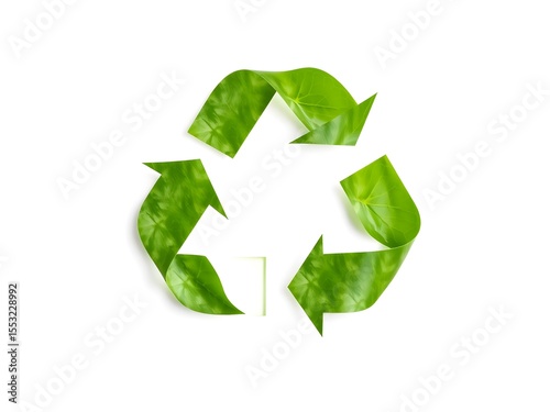 Recycling Leaves Icon on Light Background – Eco-Friendly Concept of Sustainable Production, Eco Plastic, and Green Fuel (AI Generated)