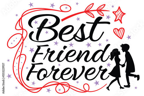 Elegant gold foil script best friend forever typography design