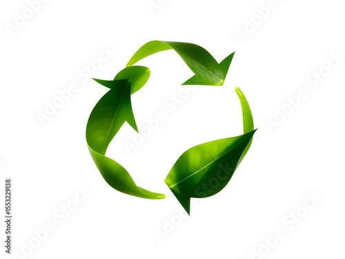 Recycling Leaves Icon on Light Background – Eco-Friendly Concept of Sustainable Production, Eco Plastic, and Green Fuel (AI Generated)