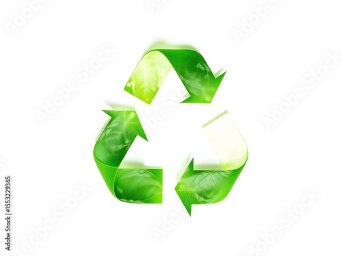 Recycling Leaves Icon on Light Background – Eco-Friendly Concept of Sustainable Production, Eco Plastic, and Green Fuel (AI Generated)