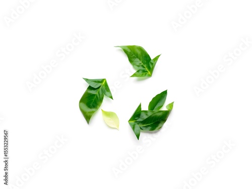 Recycling Leaves Icon on Light Background – Eco-Friendly Concept of Sustainable Production, Eco Plastic, and Green Fuel (AI Generated)