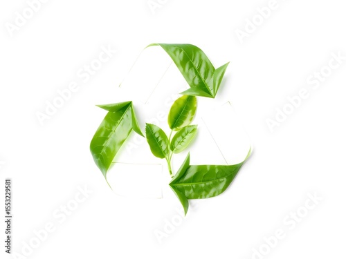 Recycling Leaves Icon on Light Background – Eco-Friendly Concept of Sustainable Production, Eco Plastic, and Green Fuel (AI Generated)