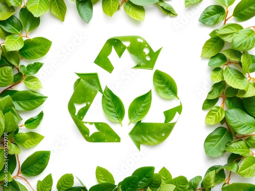 Recycling Leaves Icon on Light Background – Eco-Friendly Concept of Sustainable Production, Eco Plastic, and Green Fuel (AI Generated)