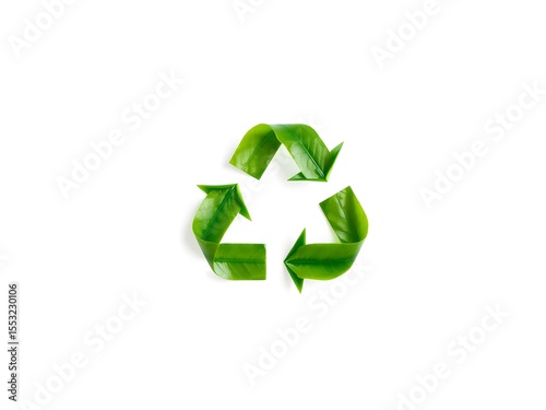 Recycling Leaves Icon on Light Background – Eco-Friendly Concept of Sustainable Production, Eco Plastic, and Green Fuel (AI Generated)