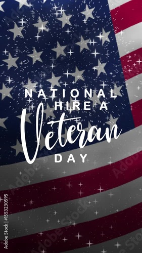 Wallpaper Mural National Hire a Veteran Day greeting animation, lettering text with waving USA flag background and fireworks splash, suitable for promotions, social media posts, websites and news letters. Torontodigital.ca