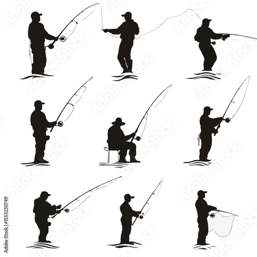 silhouette of a fisherman