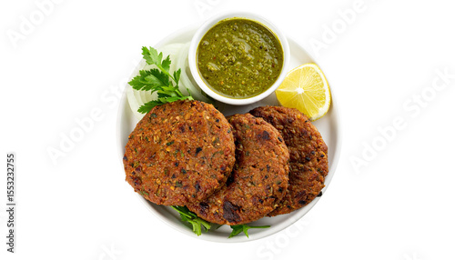 Chapli kabab isolated on white background. 