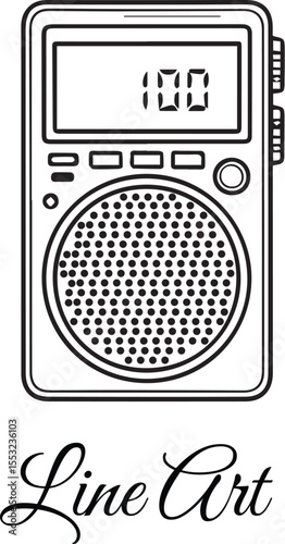 Vintage Portable Radio Icon, Music Entertainment Device