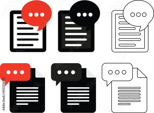 Collection of chat bubbles and document icons representing communication and messaging online