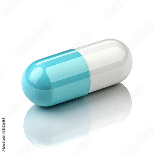 3d realistic medical capsule pill isolated on transparent background