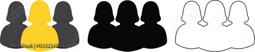 Silhouettes of multiple female figures in various colors for teamwork and diversity concepts