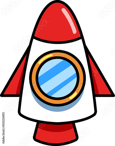 Cartoon red rocket SVG vector illustration.