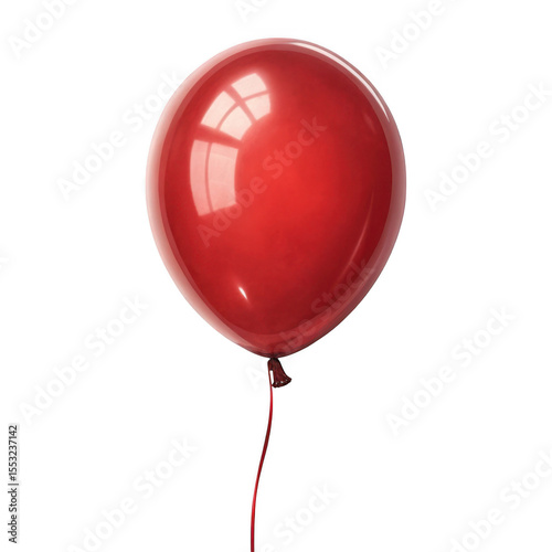 3d realistic red balloon isolated on transparent background