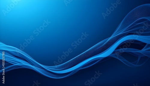 Abstract Blue Background with Flowing Waves and Curves in 21:9 Wide Format
