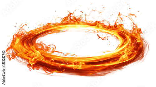  ring of fire with flames swirling isolated on white background