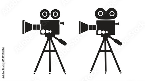 Film camera icon, isolated on white background, vector illustration.