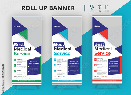 Medical Roll Up Banner,Medical premium roll up banner design,Medical healthcare roll up banner layout design, Healthcare roll up banner design template.