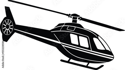 Flat Silhouette of Private and Commercial Helicopters – Transparent Background Vector Illustration