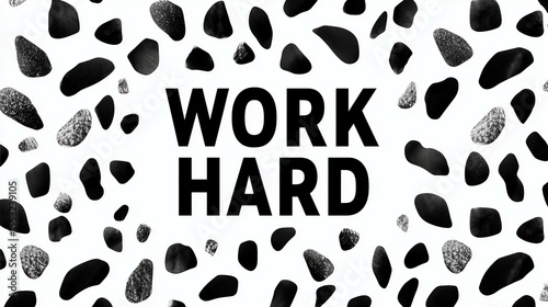 Work Hard motivational text with modern pattern
