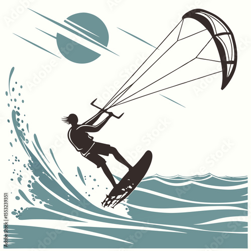 dynamic motion of kitesurfing jump water splash