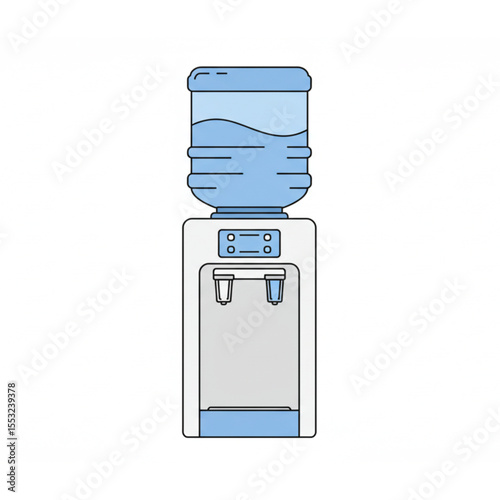 Fresh water dispenser graphic, perfect for health-related designs, features a cool color palette, and conveys cleanliness and hydration.