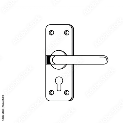 Elegant outline of a door handle, a classic design element suitable for architectural plans, interior design layouts, and construction documents.